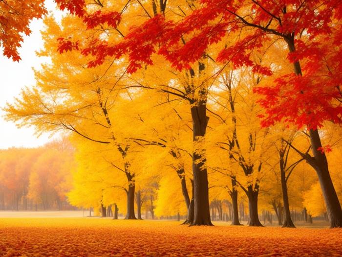 Жёлтые деревья осенью