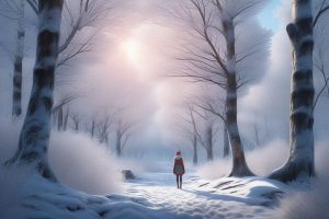 Заснеженный парк поздней осенью