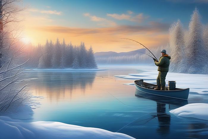 Зимняя рыбалка с лодки