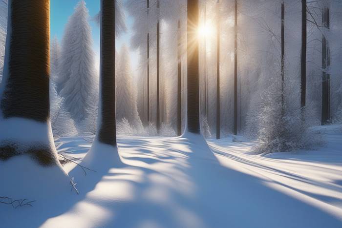 Зимний лес солнечным днём