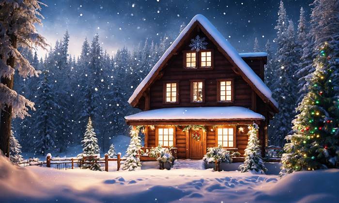 Деревенский дом в Новогоднюю ночь