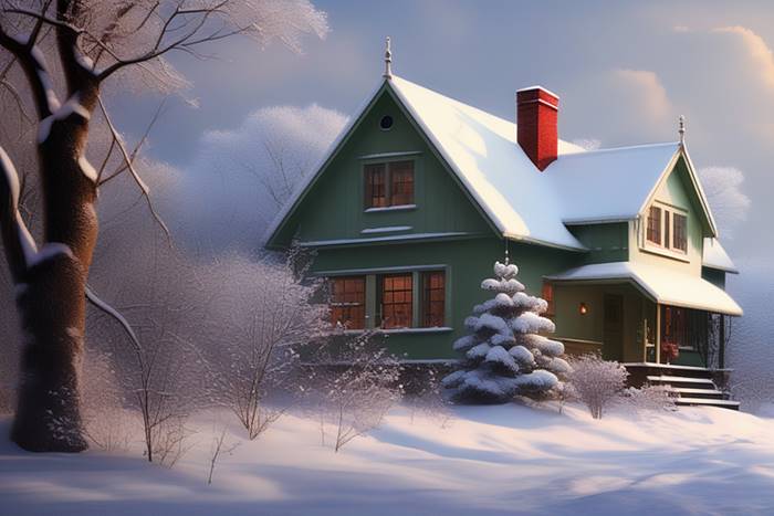 Деревенский дом зимой