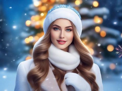 Девушка в зимней одежде в декабре