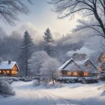 Деревенские дома на окраине леса зимой