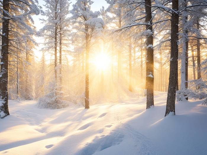 Зимнее солнце в лесу