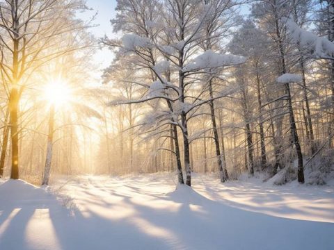 Солнечный день в зимнем лесу