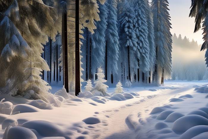 Дорога в зимнем лесу