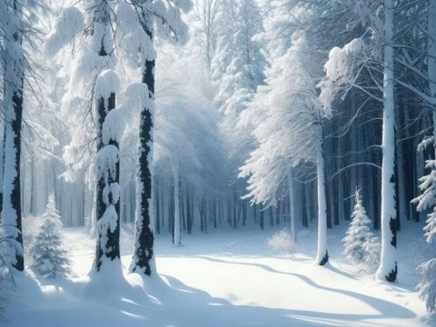 Снежная зима в лесу