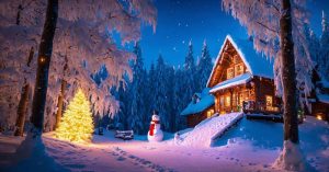 Дом в зимнем лесу