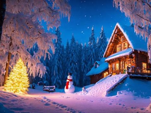 Дом в зимнем лесу