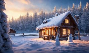 Деревянный дом зимой