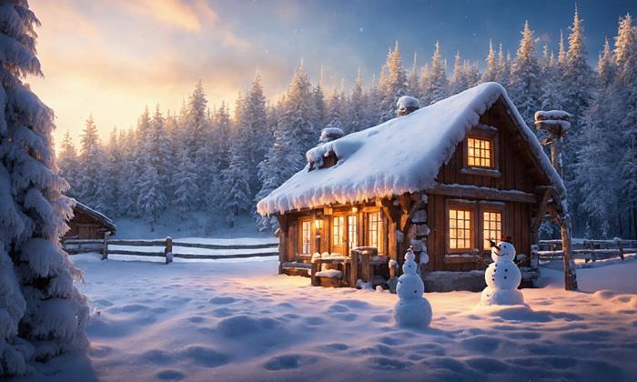 Деревянный дом зимой