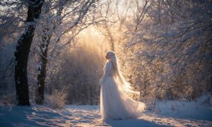 Девушка в зимнем лесу