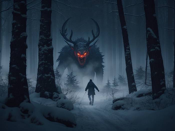 Демон в зимнем лесу