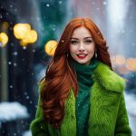 Девушка в зимнем заснеженном городе