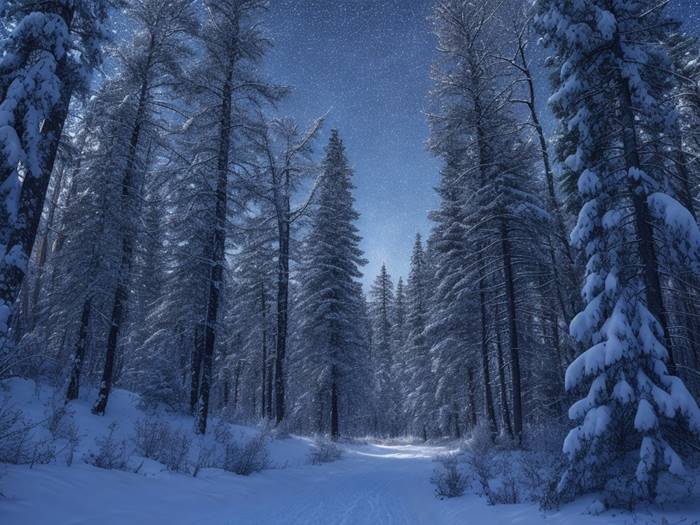 Ночь в зимнем лесу