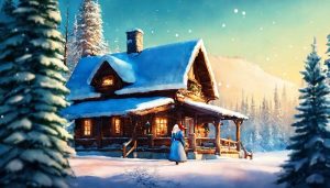 Деревенский дом зимой