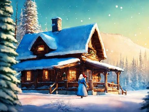 Деревенский дом зимой