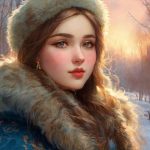 Девушка зимой на краю леса
