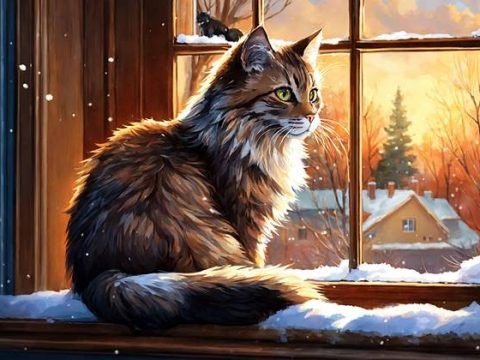 Кошка на подоконнике