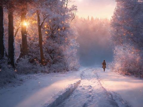 Дорога в зимнем лесу