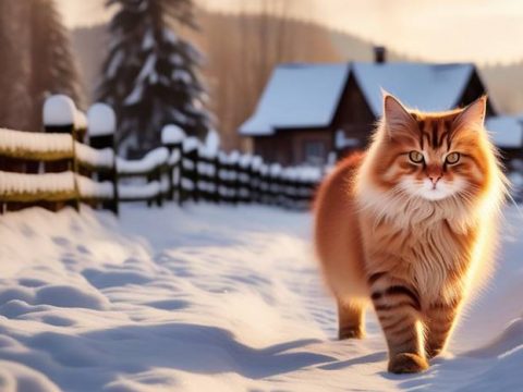 Деревенская рыжая кошка