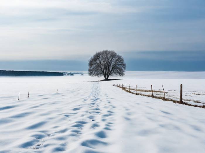 Заснеженное поле зимой