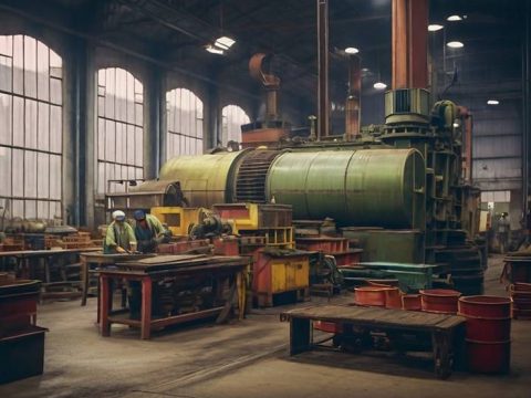 Рабочий на заводе