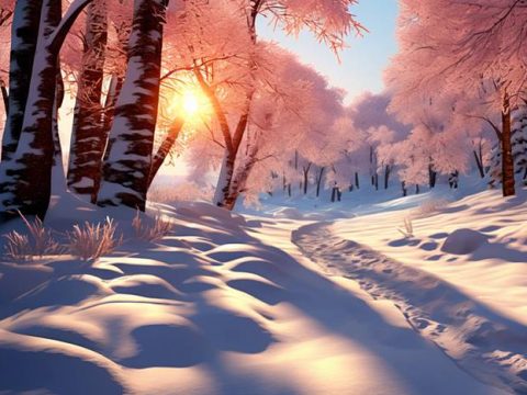 Красивый лесной пейзаж зимой