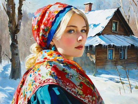 Деревенская девушка весной