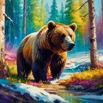 Медведь в весеннем лесу