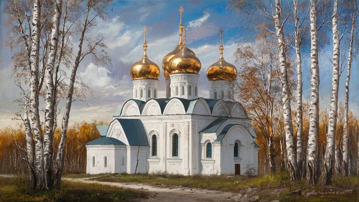 Православная церковь в берёзовой роще