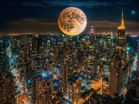 Луна над ночным городом