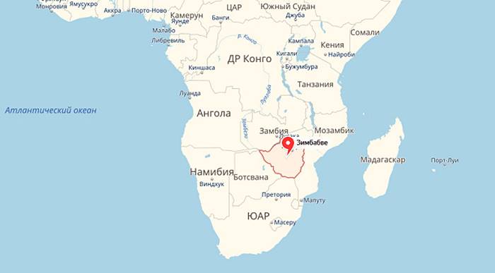 Зимбабве на карте