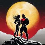 Мужчина и женщина на фоне Луны