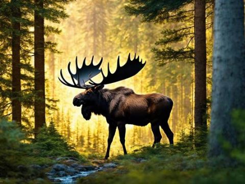 Лось в весеннем лесу