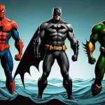 Супергерои Бэтмен, Человек-паук и Аквамен