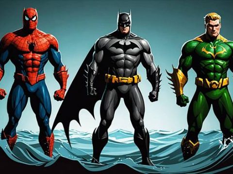 Супергерои Бэтмен, Человек-паук и Аквамен