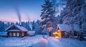 Деревенский пейзаж в январе