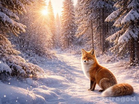 Лиса в зимнем лесу арт иллюстрация для статьи Что нельзя делать 22 января