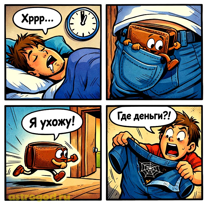 Миникомикс про убежавшие деньги