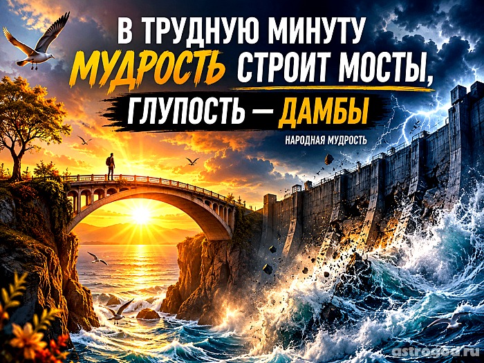 В трудную минуту мудрость строит мосты, глупость - дамбы