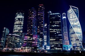 Москва-Сити ночью фото