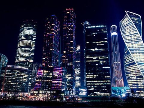 Москва-Сити ночью фото