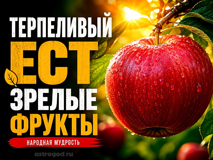 Терпеливый ест зрелые фрукты