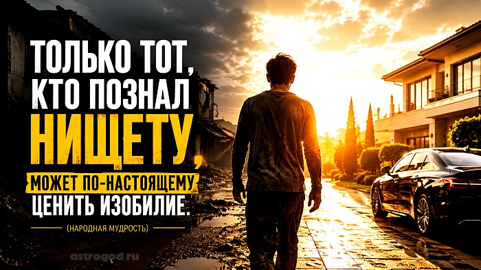 Только тот, кто познал нищету, может по-настоящему ценить изобилие (народная мудрость)