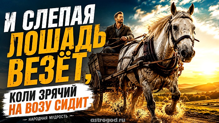 И слепая лошадь везёт, коли зрячий на возу сидит (народная мудрость)