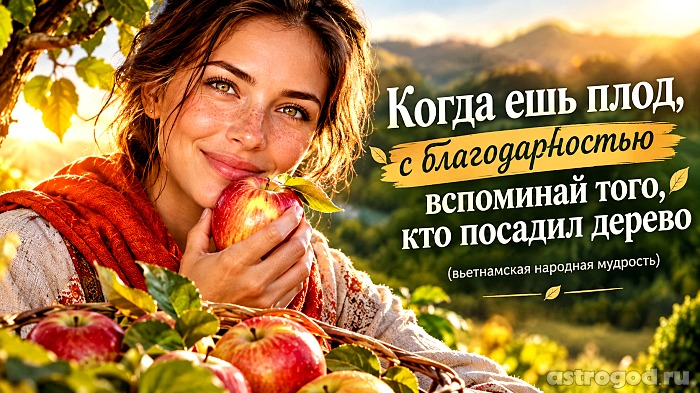 Когда ешь плод, с благодарностью вспоминай того, кто посадил дерево (вьетнамская народная мудрость)