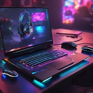 игровой ноутбук на столе