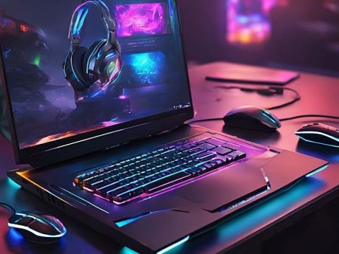 игровой ноутбук на столе